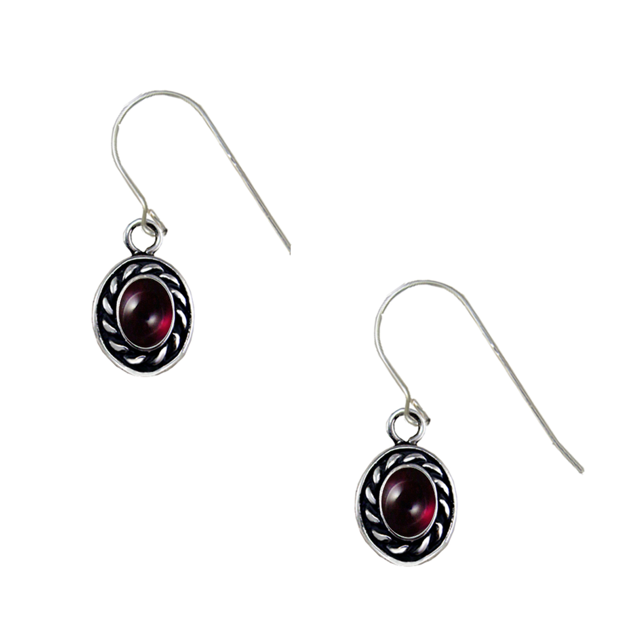 Sterling Silver Little Garnet Gemstone Drop Dangle Earrings